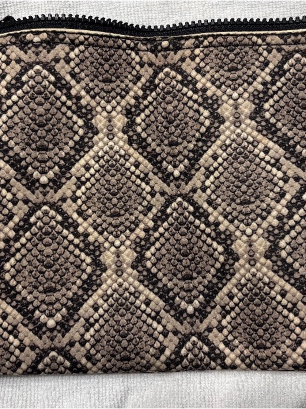 Snake Print Zip Pouch in Brown and Black